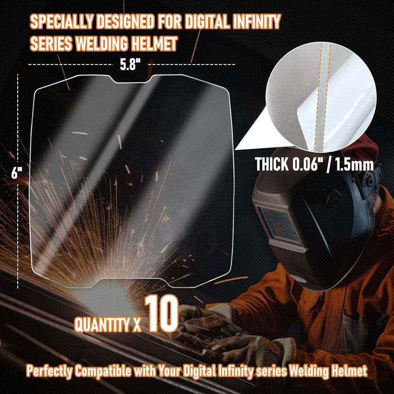 OXING 10Pcs - 271320 Front Cover Lens for Digital Infinity Series Welding Helmet - High Clarity Replacement Welding Helmet Lens - Image 3
